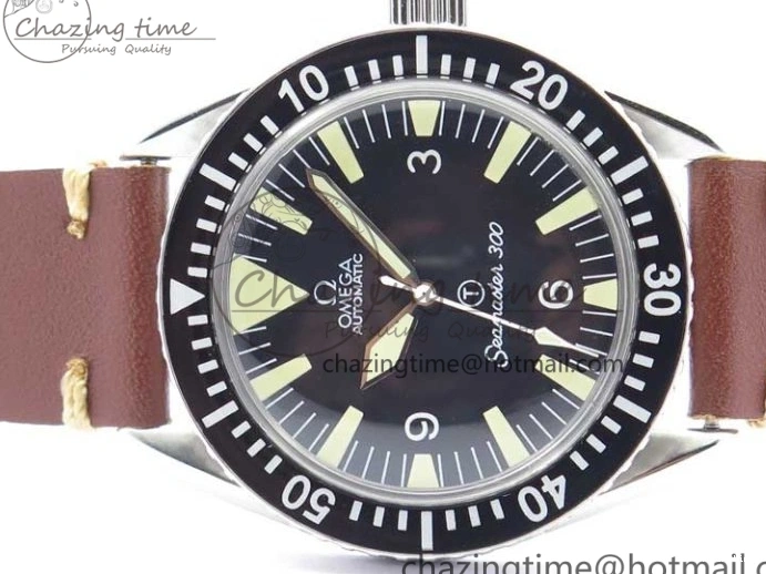 0214 Practical Vintage Seamaster 300 No Date T SS B12 Black Dial On Brown Leather Strap A2836 (Free Nylon Strap) 7910